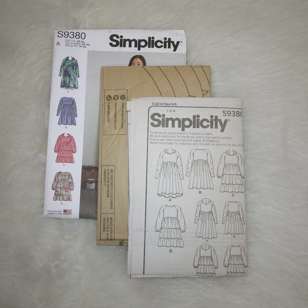 SIMPLICITY S9380 Sz XS-XL Misses' Sweatshirt Dresses In Variarions EASY